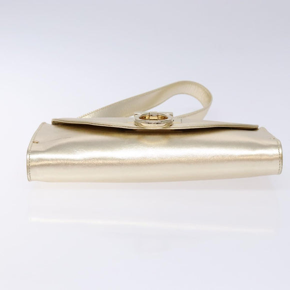 Salvatore Ferragamo Gancini Shoulder Bag Leather Gold Tone Auth yk19023