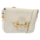 CELINE Shoulder Bag Leather Gold White Auth yk19029-1