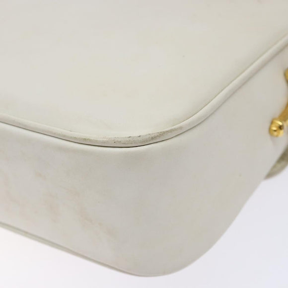 CELINE Shoulder Bag Leather Gold White Auth yk19029