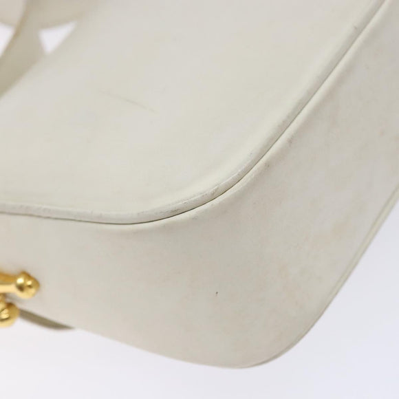 CELINE Schultertasche Leder Gold Weiß Original yk19029