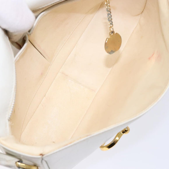 CELINE Shoulder Bag Leather Gold White Auth yk19029