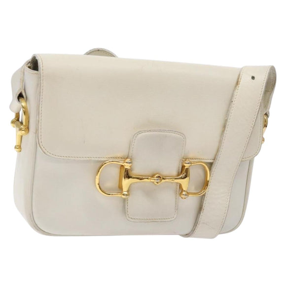 CELINE Schultertasche Leder Gold Weiß Original yk19029