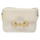 CELINE Shoulder Bag Leather Gold White Auth yk19029-13