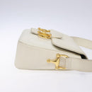 CELINE Shoulder Bag Leather Gold White Auth yk19029-3