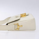 CELINE Shoulder Bag Leather Gold White Auth yk19029-4