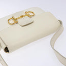 CELINE Shoulder Bag Leather Gold White Auth yk19029-6