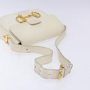 CELINE Shoulder Bag Leather Gold White Auth yk19029-7