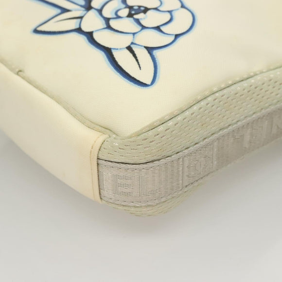 CHANEL Sports Line Shoulder Bag Nylon White Silver CC Auth yk19044