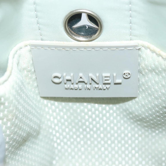 CHANEL Sports Line Shoulder Bag Nylon White Silver CC Auth yk19044