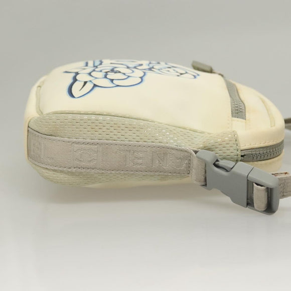 CHANEL Sports Line Shoulder Bag Nylon White Silver CC Auth yk19044