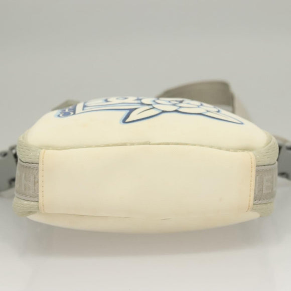 CHANEL Sports Line Shoulder Bag Nylon White Silver CC Auth yk19044