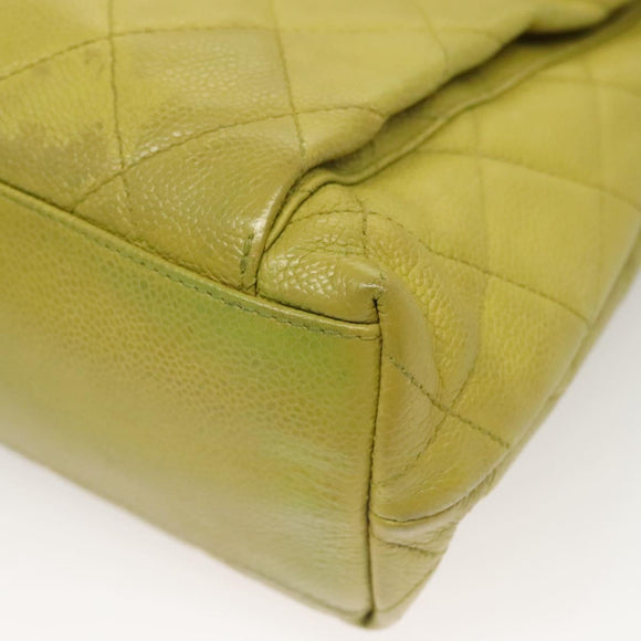 CHANEL Matelasse Chain Shoulder Bag Caviar Skin Green Gold CC Auth yk19052