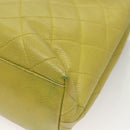 CHANEL Matelasse Chain Shoulder Bag Caviar Skin Green Gold CC Auth yk19052-13