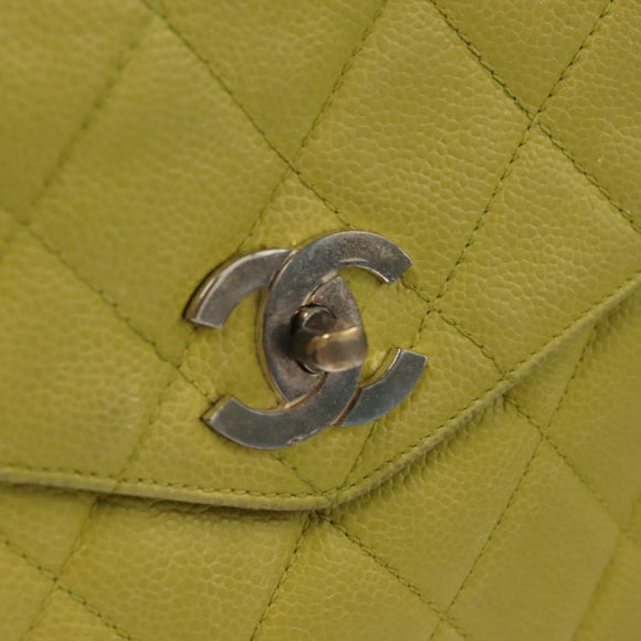 CHANEL Matelasse Chain Shoulder Bag Caviar Skin Green Gold CC Auth yk19052