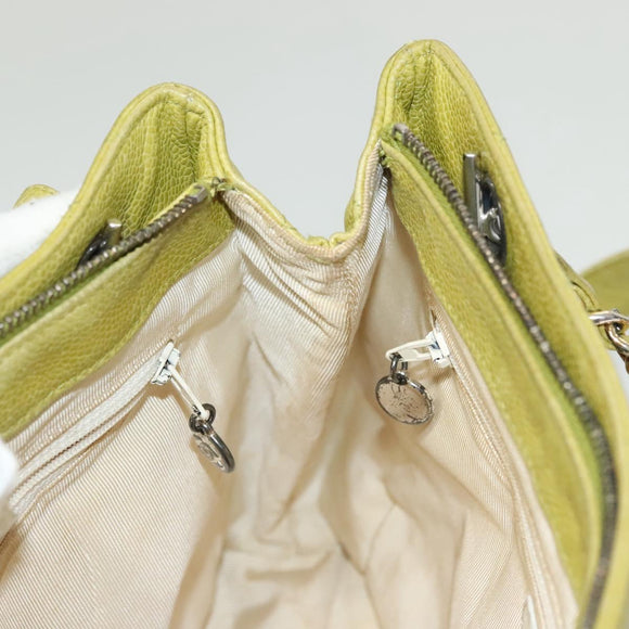 CHANEL Matelasse Chain Shoulder Bag Caviar Skin Green Gold CC Auth yk19052