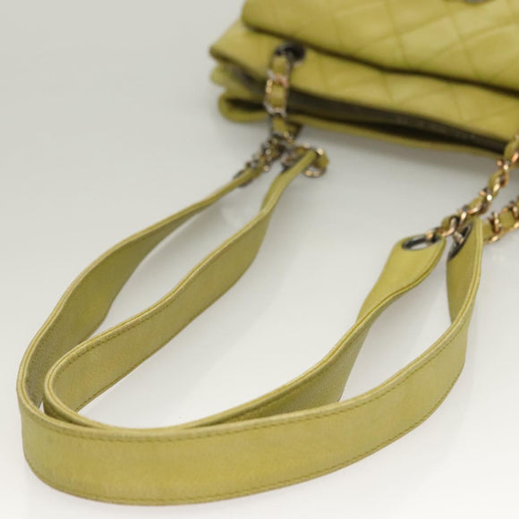 CHANEL Matelasse Chain Shoulder Bag Caviar Skin Green Gold CC Auth yk19052