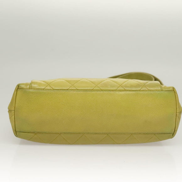 CHANEL Matelasse Chain Shoulder Bag Caviar Skin Green Gold CC Auth yk19052
