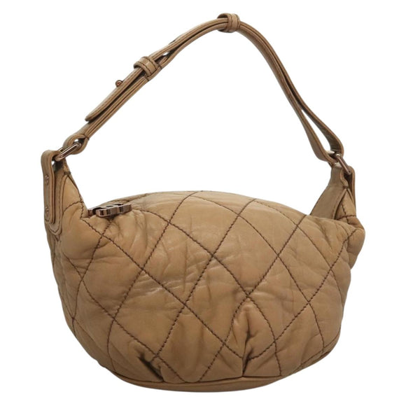 CHANEL Wild Stitch Shoulder Bag Leather Brown Gold CC Auth yk19057