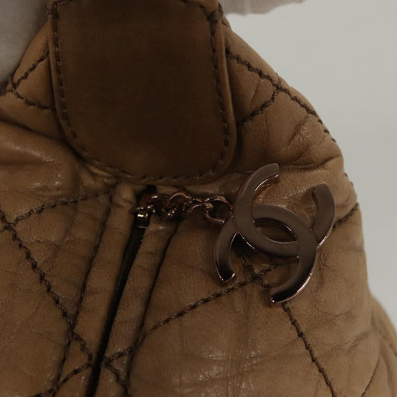 CHANEL Wild Stitch Shoulder Bag Leather Brown Gold CC Auth yk19057