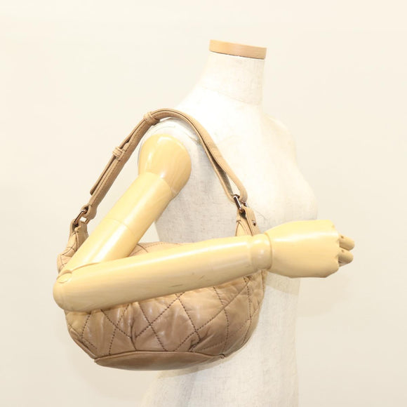 CHANEL Wild Stitch Shoulder Bag Leather Brown Gold CC Auth yk19057