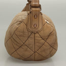 CHANEL Wild Stitch Shoulder Bag Leather Brown Gold CC Auth yk19057-4