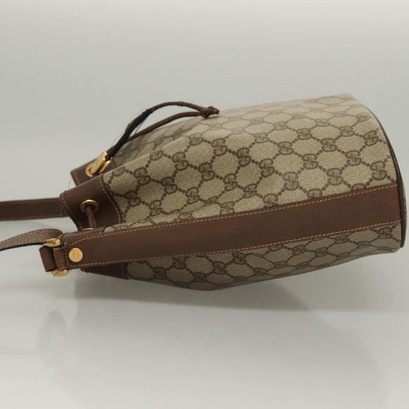 GUCCI GG Supreme Shoulder Bag PVC Beige Gold Auth yk19065