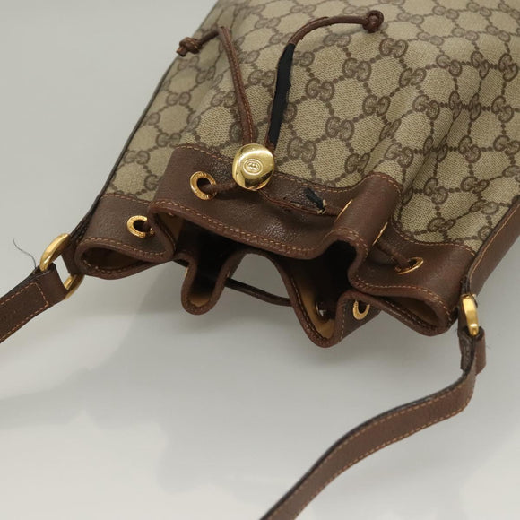 GUCCI GG Supreme Shoulder Bag PVC Beige Gold Auth yk19065