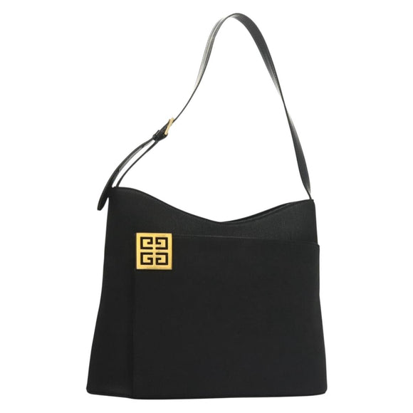 GIVENCHY Schultertasche Canvas Schwarz Gold Auth yk19066