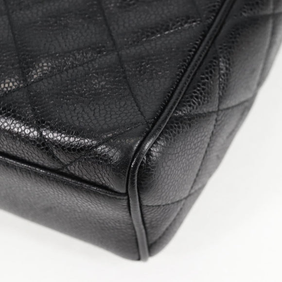 CHANEL Matelasse Shoulder Bag Caviar Skin Black Gold CC Auth yk19085A