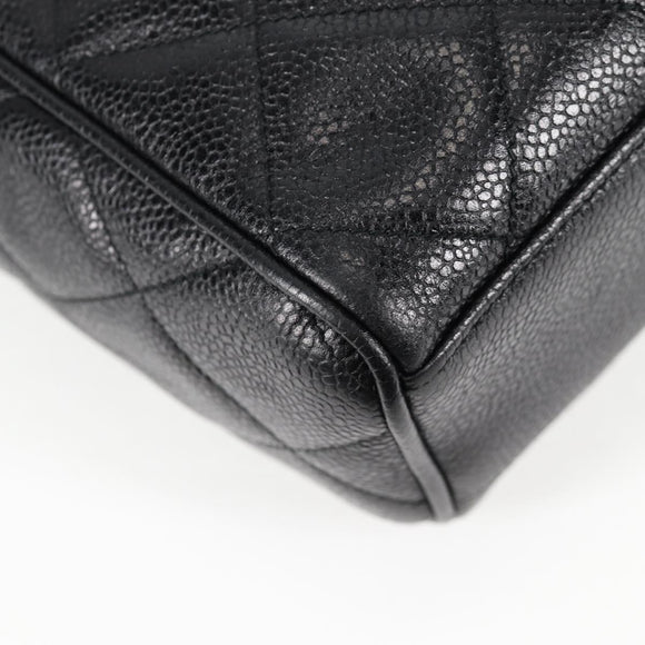 CHANEL Matelasse Shoulder Bag Caviar Skin Black Gold CC Auth yk19085V