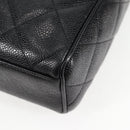 CHANEL Matelasse Shoulder Bag Caviar Skin Black Gold CC Auth yk19085A-14