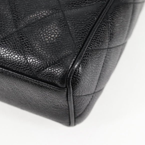 CHANEL Matelasse Shoulder Bag Caviar Skin Black Gold CC Auth yk19085V