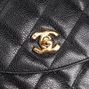 CHANEL Matelasse Shoulder Bag Caviar Skin Black Gold CC Auth yk19085A-15