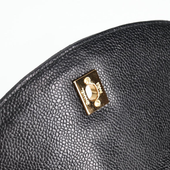 CHANEL Matelasse Shoulder Bag Caviar Skin Black Gold CC Auth yk19085V