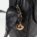 CHANEL Matelasse Shoulder Bag Caviar Skin Black Gold CC Auth yk19085V-10