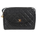 CHANEL Matelasse Shoulder Bag Caviar Skin Black Gold CC Auth yk19085A-2
