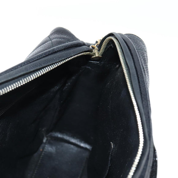 CHANEL Matelasse Shoulder Bag Caviar Skin Black Gold CC Auth yk19085A