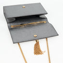 SAINT LAURENT Classic Kate Shoulder Bag Leather Gold Silver Auth yk19086-17