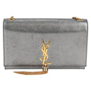 SAINT LAURENT Classic Kate Shoulder Bag Leather Gold Silver Auth yk19086-2