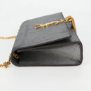 SAINT LAURENT Classic Kate Shoulder Bag Leather Gold Silver Auth yk19086-4