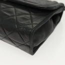 CHANEL Matelasse Chain Shoulder Bag Lamb Skin Black Gold CC Auth yk19087-15