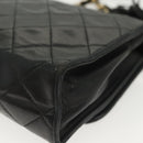 CHANEL Matelasse Chain Shoulder Bag Lamb Skin Black Gold CC Auth yk19087-17