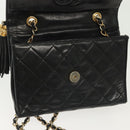 CHANEL Matelasse Chain Shoulder Bag Lamb Skin Black Gold CC Auth yk19087-20