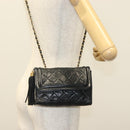 CHANEL Matelasse Chain Shoulder Bag Lamb Skin Black Gold CC Auth yk19087-25