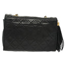 CHANEL Matelasse Chain Shoulder Bag Lamb Skin Black Gold CC Auth yk19087-2