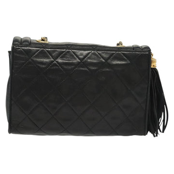 CHANEL Matelasse Chain Shoulder Bag Lamb Skin Black Gold CC Auth yk19087 - 0