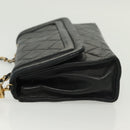 CHANEL Matelasse Chain Shoulder Bag Lamb Skin Black Gold CC Auth yk19087-4