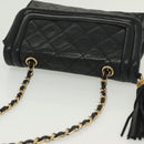 CHANEL Matelasse Chain Shoulder Bag Lamb Skin Black Gold CC Auth yk19087-6