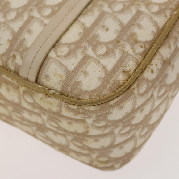 Christian Dior Trotter Canvas Romantic Chain Bag PVC Beige Silver Auth yk19092