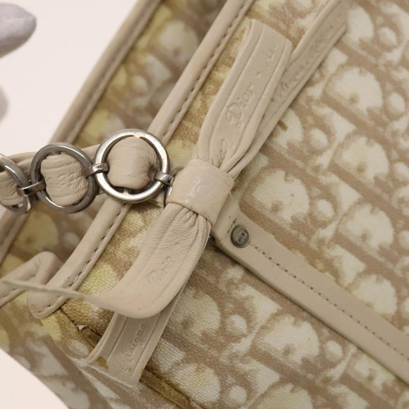 Christian Dior Trotter Canvas Romantic Chain Bag PVC Beige Silver Auth yk19092